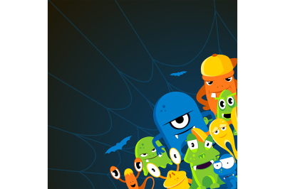 Angry halloween monsters. Cartoon vector background