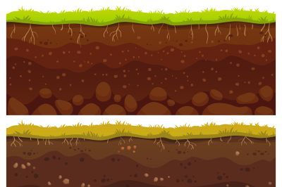 Seamless soil layers. Layered dirt clay, ground layer with stones and 