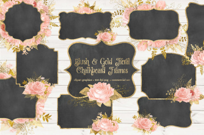 Blush and Gold Floral Chalkboard Frames