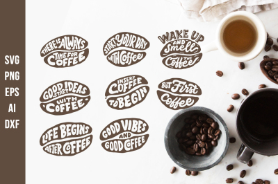 Lettering Quotes in the Coffee Beans Shape SVG Cut File