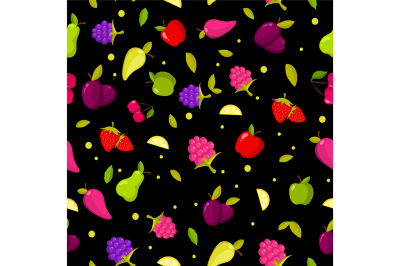 Vector seamless summer fruits pattern. colorful cartoon background