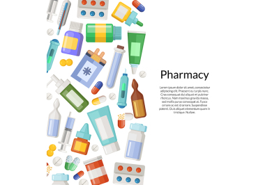 Vector medicines, pills and potions background