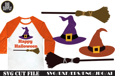Halloween Hat and Broom SVG Cut File