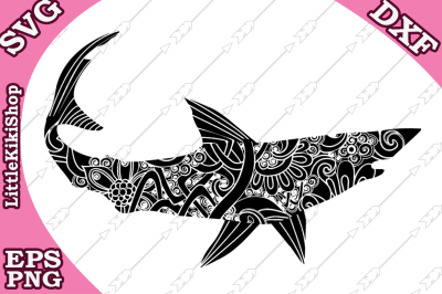 Zentangle Shark Svg, MANDALA SHARK SVG, Zentangle animal Svg