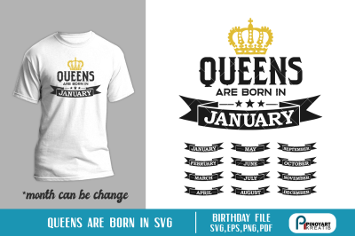 Queens are Born svg, Birth Month svg, Queen svg, svg files for cricut 