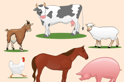 Pretty Farm Animals Clipart Set - Clip art - SVG - PNG File