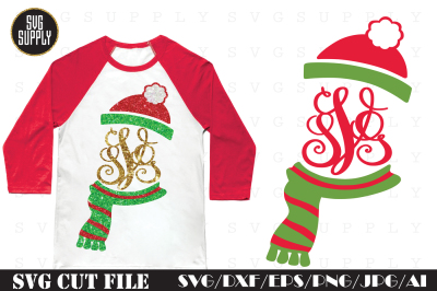 Christmas Hat Monogram SVG Cut File