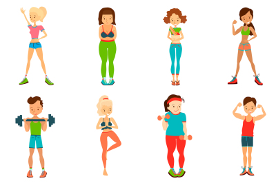 Healthy Lifestyle Vector People Set