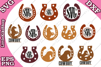 Horseshoe Monogram Svg&2C; WESTERN HORSE SVG&2C;Cut Files for Cricut