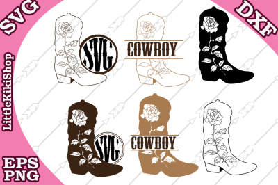 Cowboy Boots Svg, COWBOY MONOGRAM, Western Svg