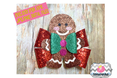 Holiday Christmas Gingerbread man Hair Bow Template