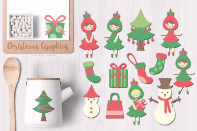 Christmas Graphics, Girls Snowman Trees