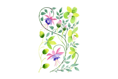 Ornamental orchid flower PNG watercolor set &nbsp;