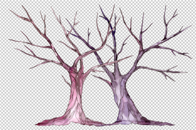 Wedding trees PNG watercolor set &nbsp;