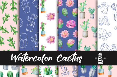 Watercolor Cactus Digital Paper