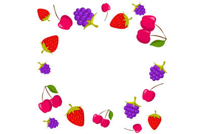 Berries frame on white background with place for text