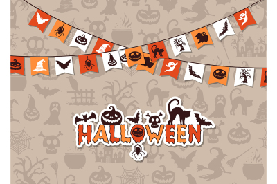 Vector halloween background with garlands