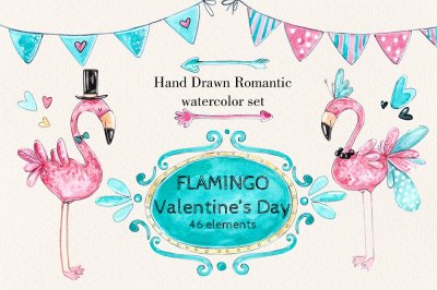 Flamingo Romantic set +4 frames