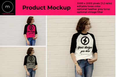 Download Raglan Tee Teen Model | Mock Up PSD Mockup Template