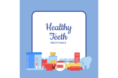 Vector flat style teeth hygiene icons