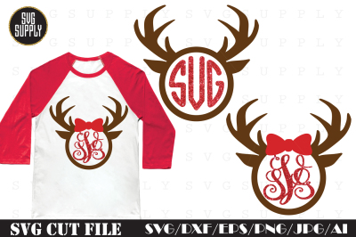 Christmas Deer Monogram SVG Cut File