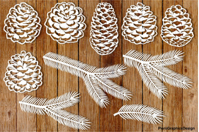 Pine cones and Pine branches SVG Files