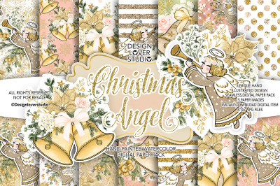 Christmas Angel digital paper pack