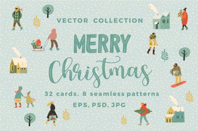 Merry Christmas vector collection