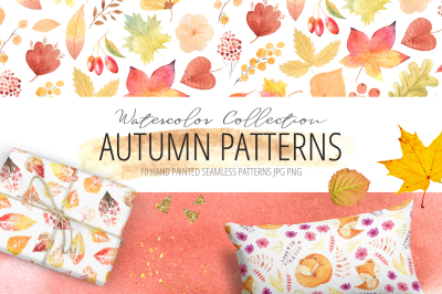 10 Watercolor Autumn Patterns