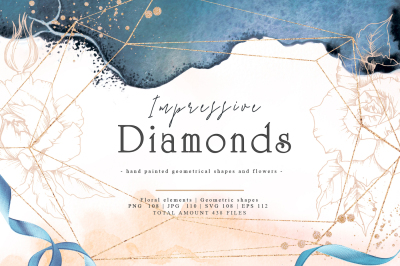 Impressive Diamonds Watercolor and Vector set  