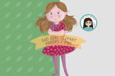 Sad girl clipart