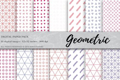Geometric Digital Paper, Abstract Background, Line, Circle, Triangle