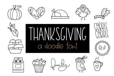 Gobble Gobble - A Thanksgiving / Fall Doodles Font