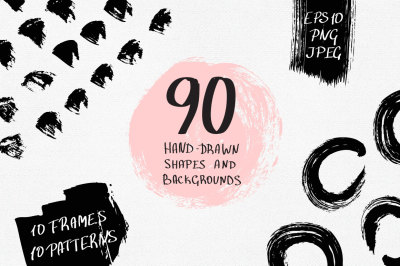 90 shapes, backgrounds, frames and pattern.