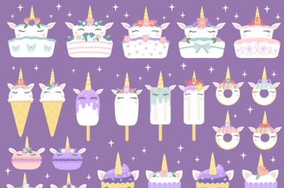 Unicorn desserts. Unicorns macaron&2C; delicious bakery cake funny chocol