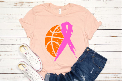 Basketball Tackle Breast Cancer Svg Awareness ribbon svg 1023S