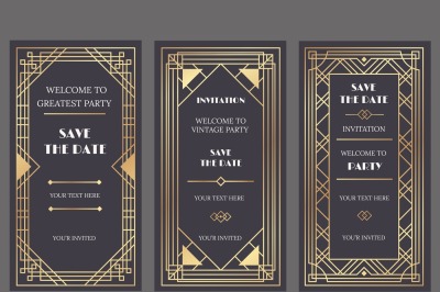 Art deco art banner. Fancy party event invitation&2C; glamour golden retr