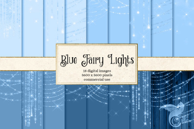 Blue Fairy Lights Digital Paper