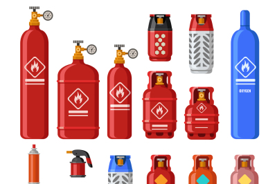 Gas tank. Gaz cylinders with acetylene, propane or butane. Petroleum f