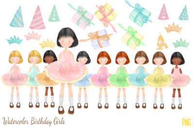 Watercolor Birthday Girls