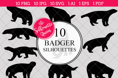 Badger Silhouettes Vectors