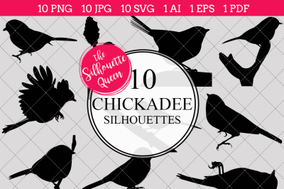 Chickadee Silhouette Vectors