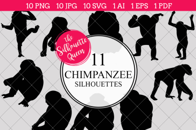 Chimpanzee Silhouettes Vector