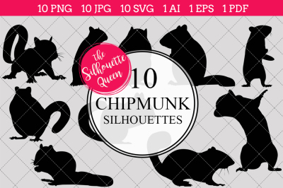 Chipmunk Silhouettes Vector