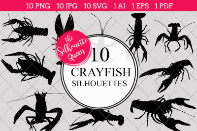 Crayfish Silhouette Vectors