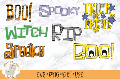 Halloween Word Art Bundle 7 SVG Cut Files