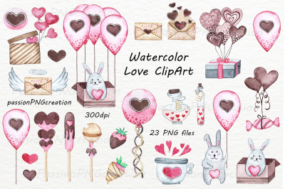 Watercolor Love ClipArt set
