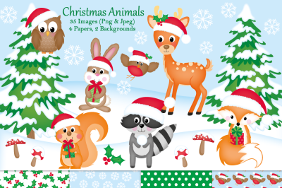 Christmas clipart, Christmas graphics &amp; illustrations,Woodland
