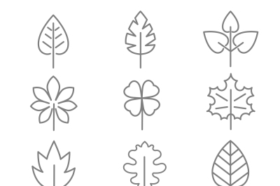 Leaf thin line vector icons