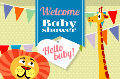 Baby shower celebration greeting invitation card vector template